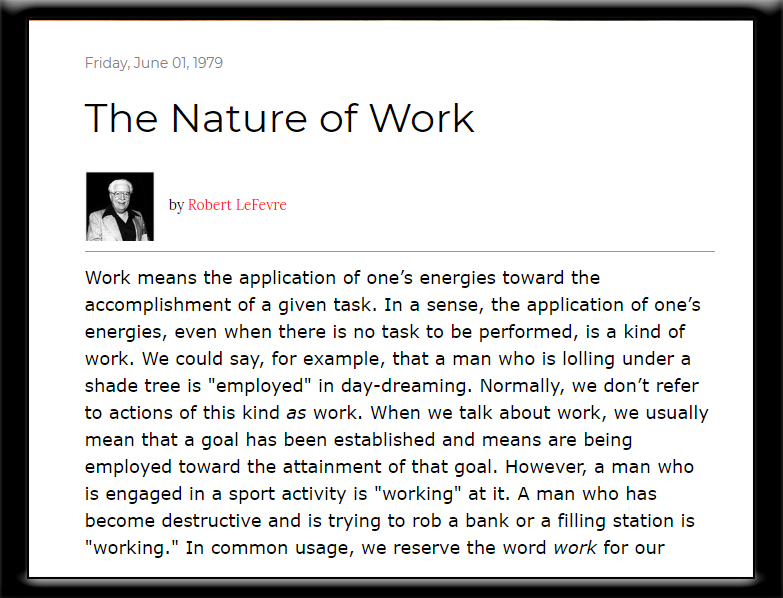 The Nature of Work by Robert LeFevre